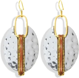ANXIN STORE Boho Retro Exaggerated Oval Openwork Ethnic Earrings Fashion Creative Silver Plated Earrings For Women Jewelry Gifts