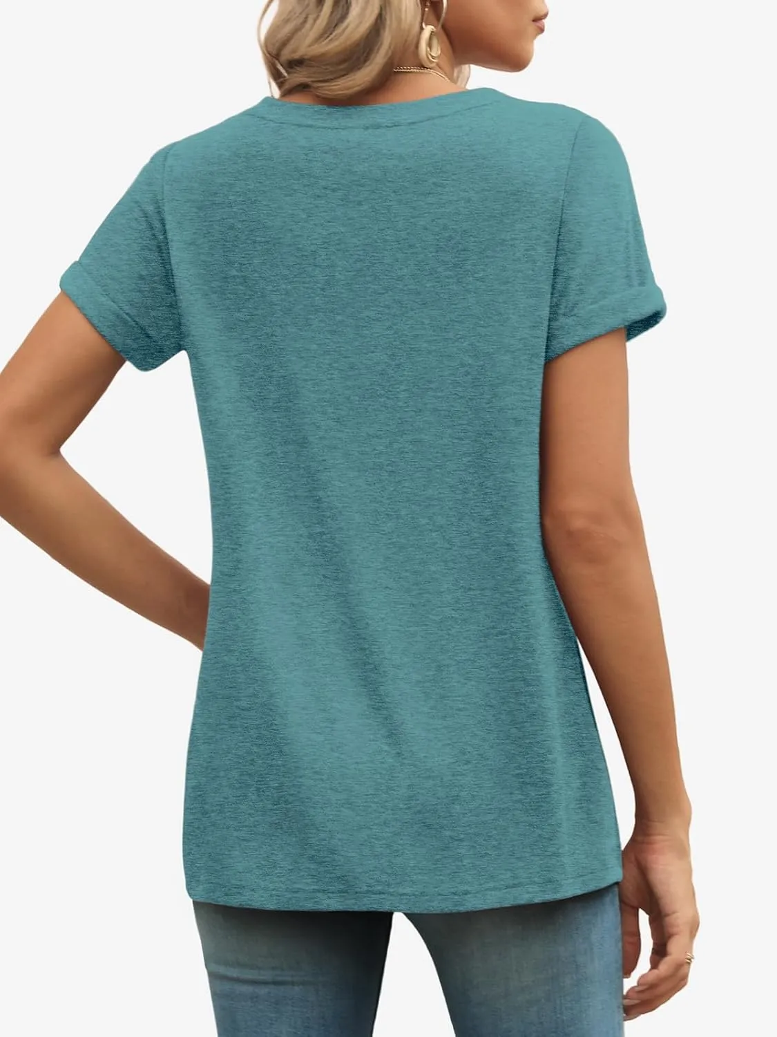 ATHMILE T Shirts Short Sleeve V Neck Tees for Women Fashion Tops Trendy Lightweight Casual Summer Outfits Clothes 2025 Beach