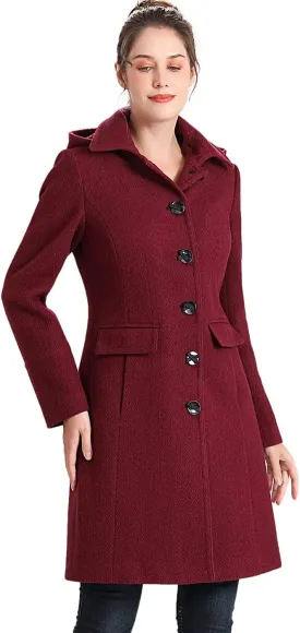 BGSD Women Mea Wool Blend Walking Coat with Removable Hood (Also available in Plus Size and Petite)