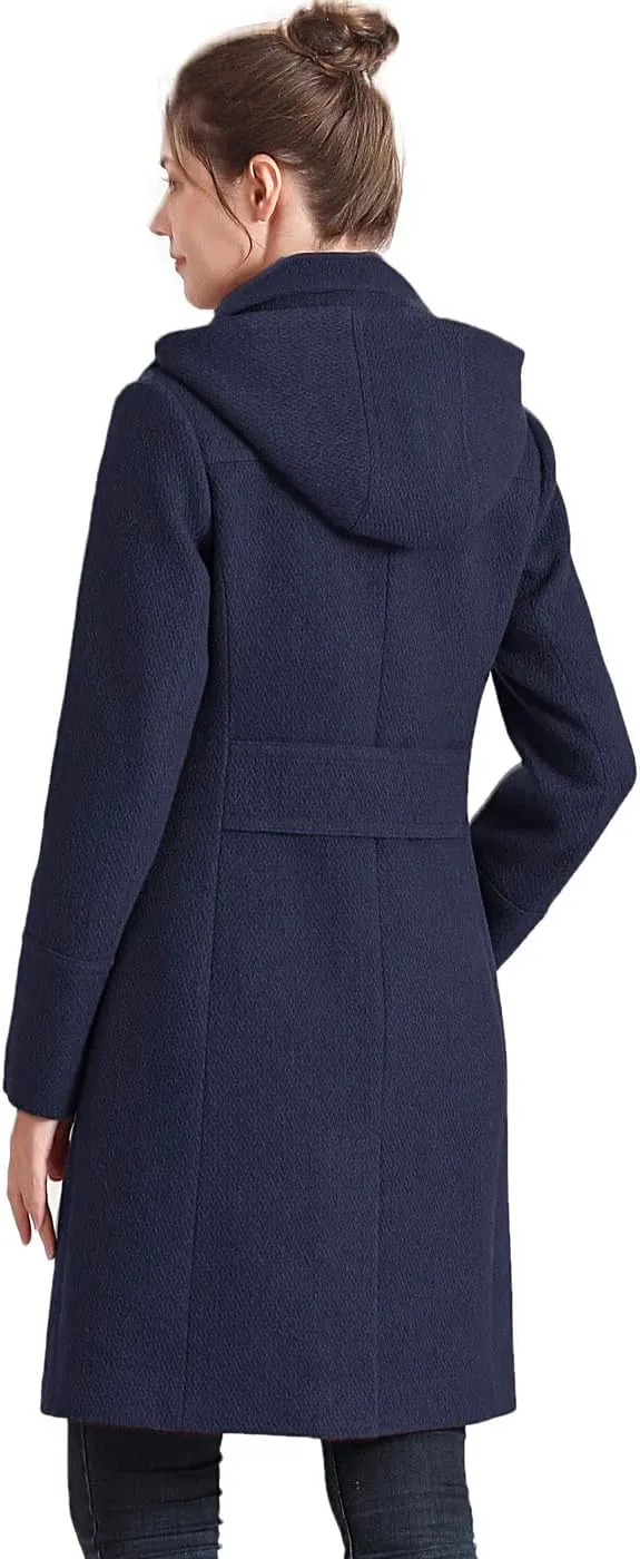 BGSD Women Mea Wool Blend Walking Coat with Removable Hood (Also available in Plus Size and Petite)