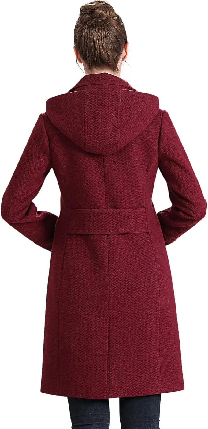 BGSD Women Mea Wool Blend Walking Coat with Removable Hood (Also available in Plus Size and Petite)