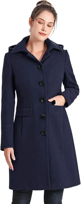 BGSD Women Mea Wool Blend Walking Coat with Removable Hood (Also available in Plus Size and Petite)