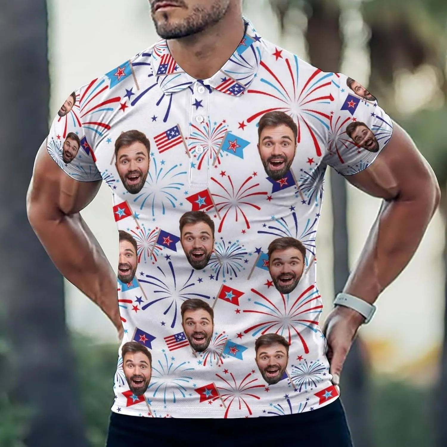 Custom Polo Shirts Design Your Own,Personalized Polo T-Shirt for Men,Customized Funny Golf Tee Shirt with Faces