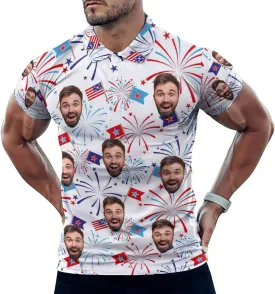 Custom Polo Shirts Design Your Own,Personalized Polo T-Shirt for Men,Customized Funny Golf Tee Shirt with Faces