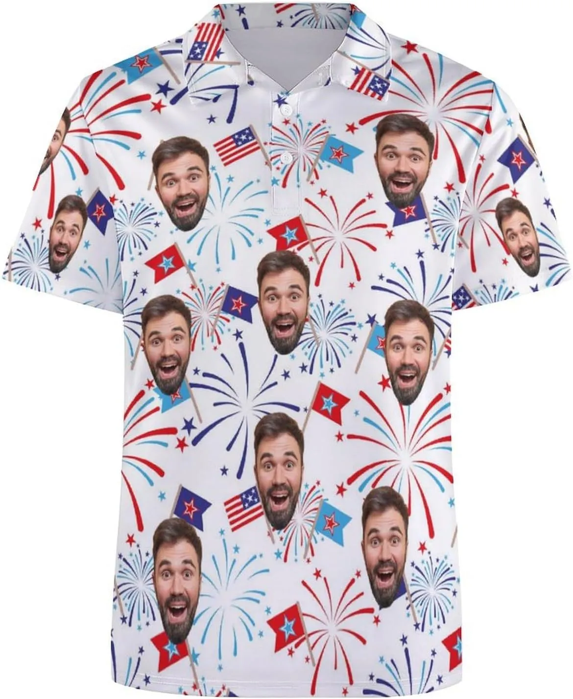 Custom Polo Shirts Design Your Own,Personalized Polo T-Shirt for Men,Customized Funny Golf Tee Shirt with Faces