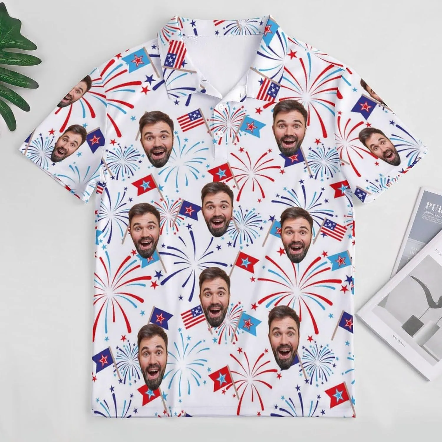 Custom Polo Shirts Design Your Own,Personalized Polo T-Shirt for Men,Customized Funny Golf Tee Shirt with Faces