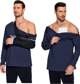 Deyeek Post Shoulder Surgery Recovery Shirts For Men Chemo Port Access Top Snap Full Tear Away Long Sleeve