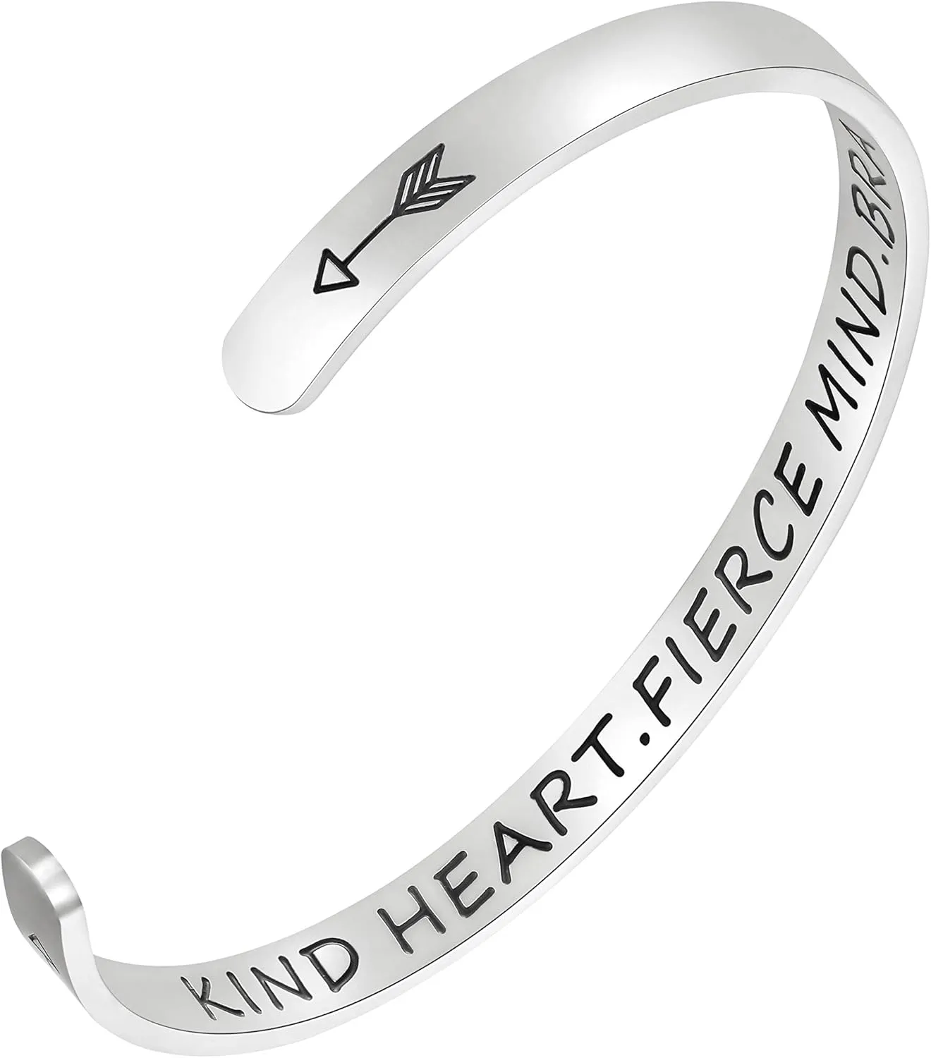 Fesciory Inspirational Bracelets for Women,Stainless Steel Engraved Personalized Positive Mantra Quote Keep Going Cuff Bangle College Graduation for Her