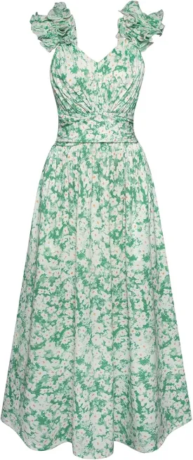 GRACE KARIN 2025 Women's Summer Floral Print Dress Sleeveless Casual Flowy Sundress A Line Ruffle Wedding Guest Outfit