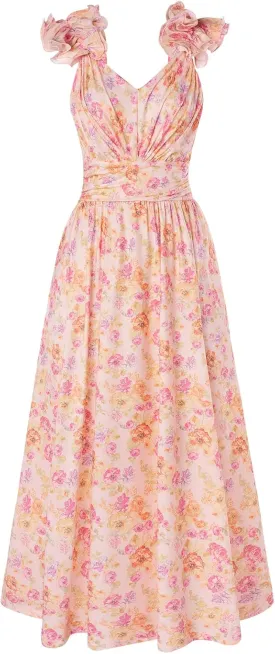 GRACE KARIN 2025 Women's Summer Floral Print Dress Sleeveless Casual Flowy Sundress A Line Ruffle Wedding Guest Outfit