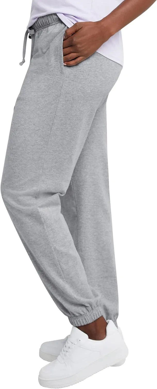 Hanes Women's Essential Jogger Pants, Drawstring Sweatpants For Women, 100% Cotton Jersey, 29