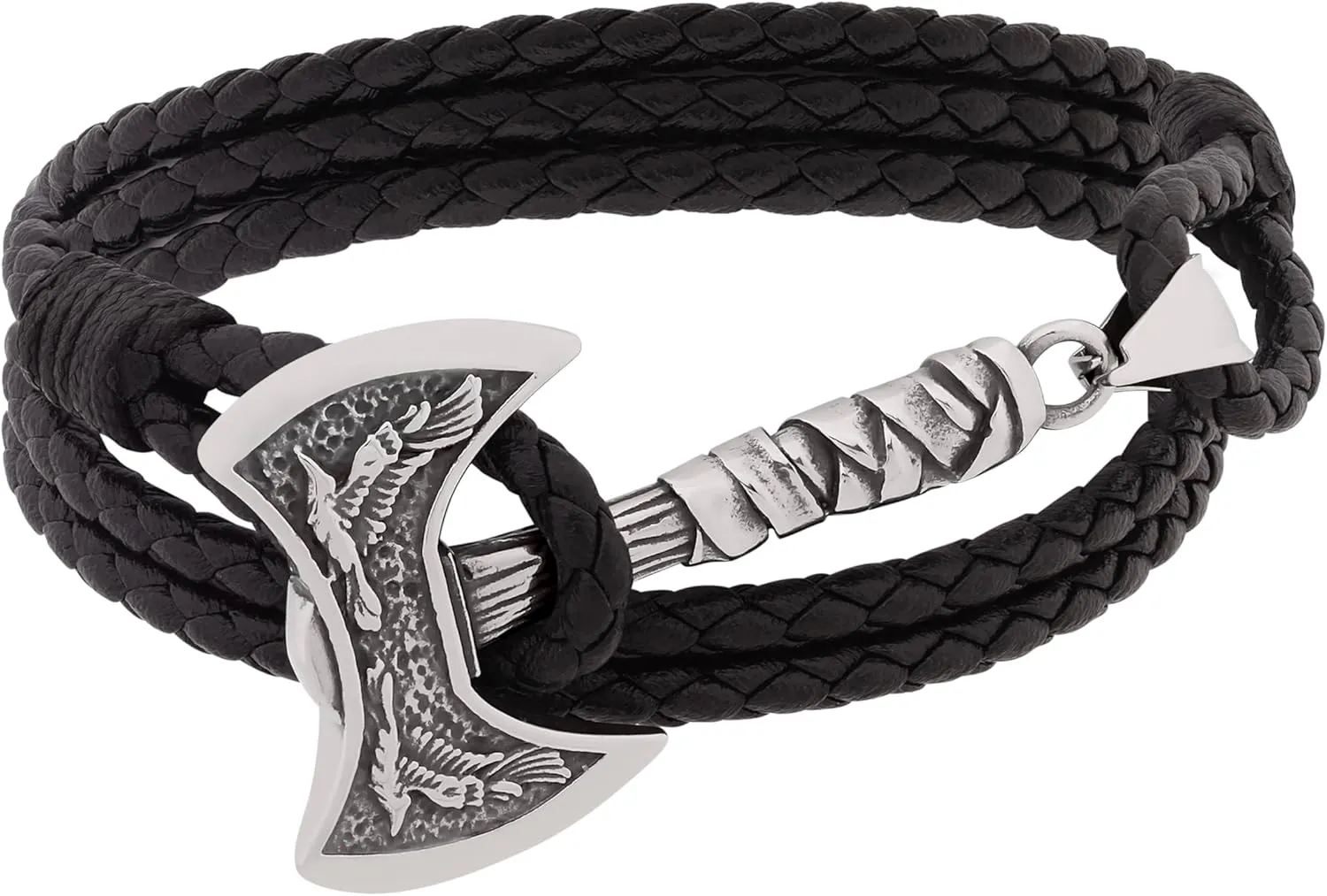 HAQUIL Viking Hammer Double Layer Mens Rustic Leather Bracelet Boho Style Wristbands Cuff