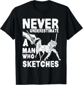 Mens Man Who Sketches Sketch Artist Gift Sketching T-Shirt