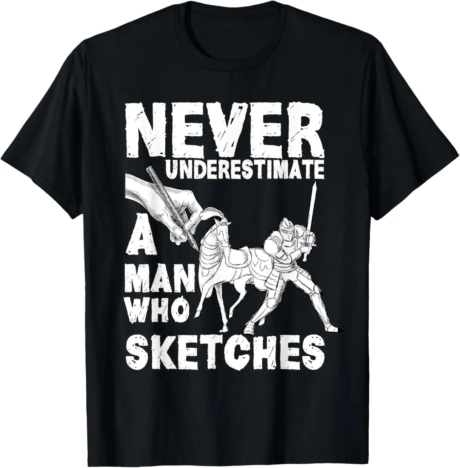Mens Man Who Sketches Sketch Artist Gift Sketching T-Shirt