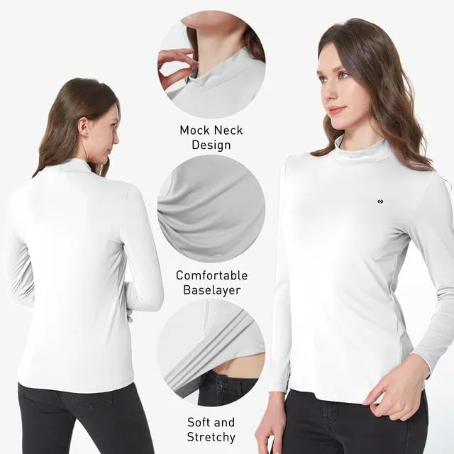 SSLR Mock Turtleneck for Women Mock Neck Top Long Sleeve T Shirt Casual Basic Active Layer