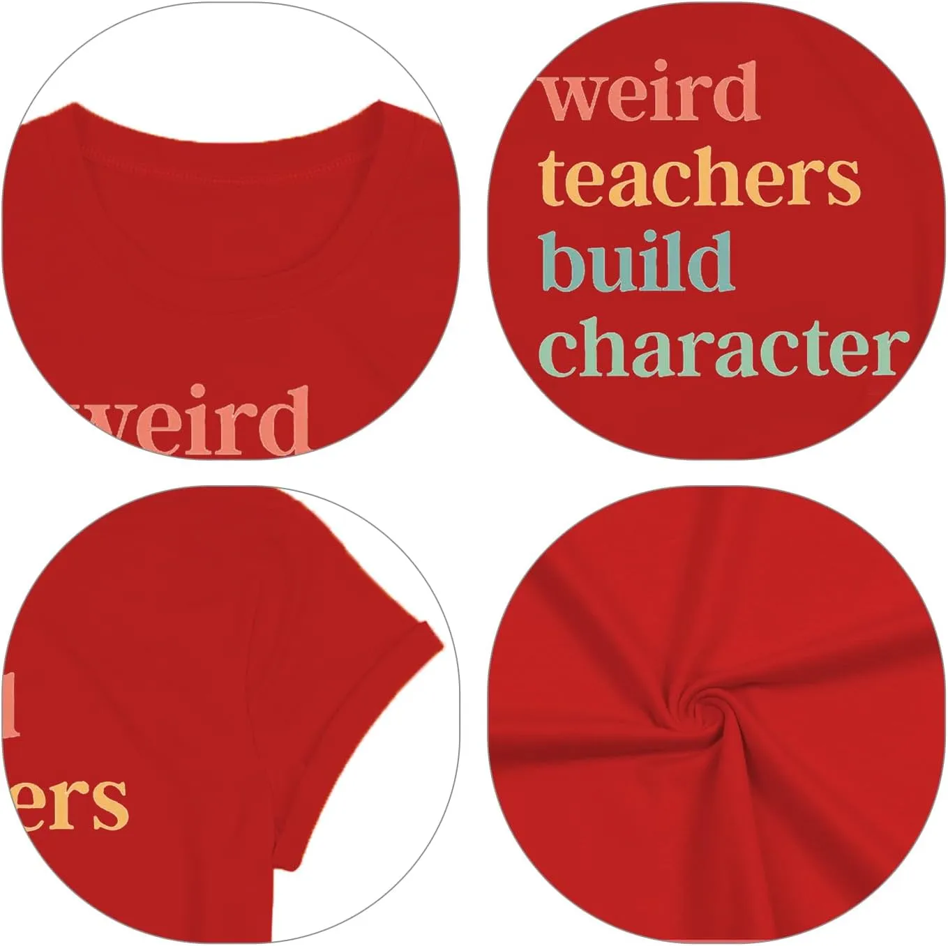Teacher Shirts for Women Weird Teachers Build Character Shirt Teacher Appreciation Gift Tee Short Sleeve Tops