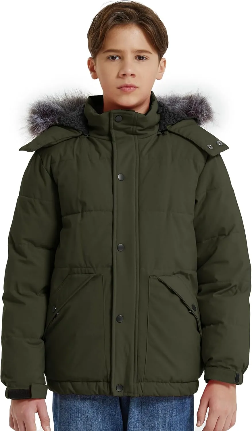 wantdo Boys' Winter Coat Waterproof Puffer Coat Warm Fleece Jacket