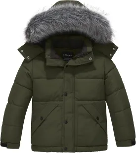 wantdo Boys' Winter Coat Waterproof Puffer Coat Warm Fleece Jacket