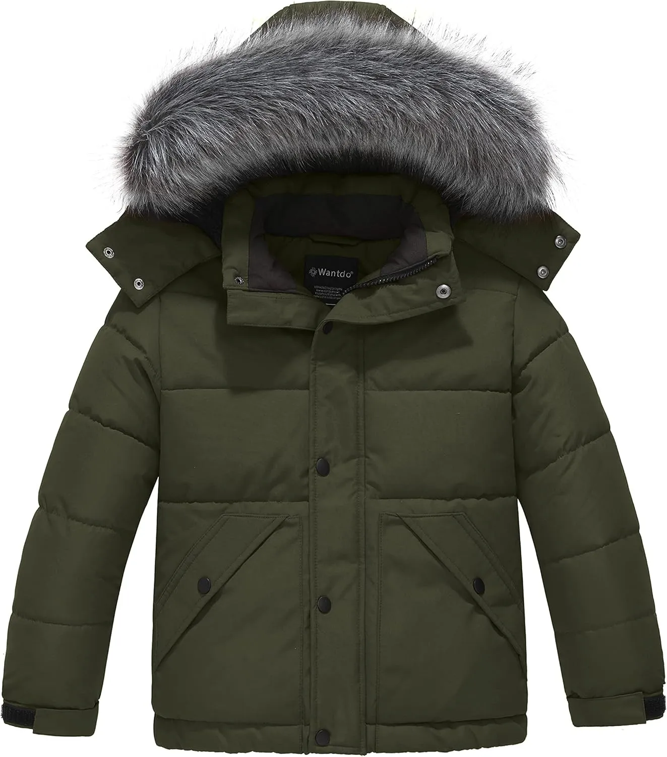 wantdo Boys' Winter Coat Waterproof Puffer Coat Warm Fleece Jacket