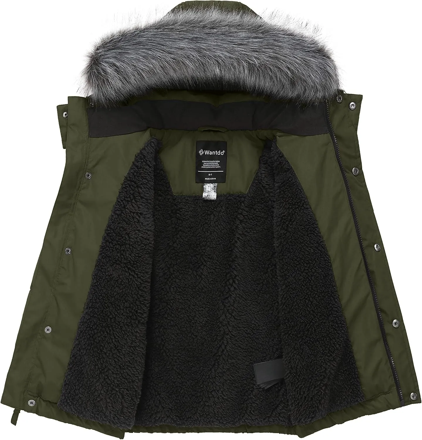 wantdo Boys' Winter Coat Waterproof Puffer Coat Warm Fleece Jacket