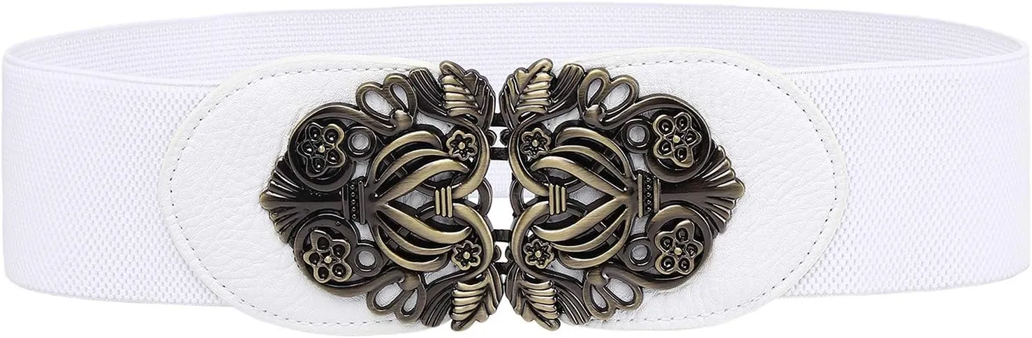 Women Retro Style Stretchy Waist Belt Vintage Elastic Wide Dress Belts