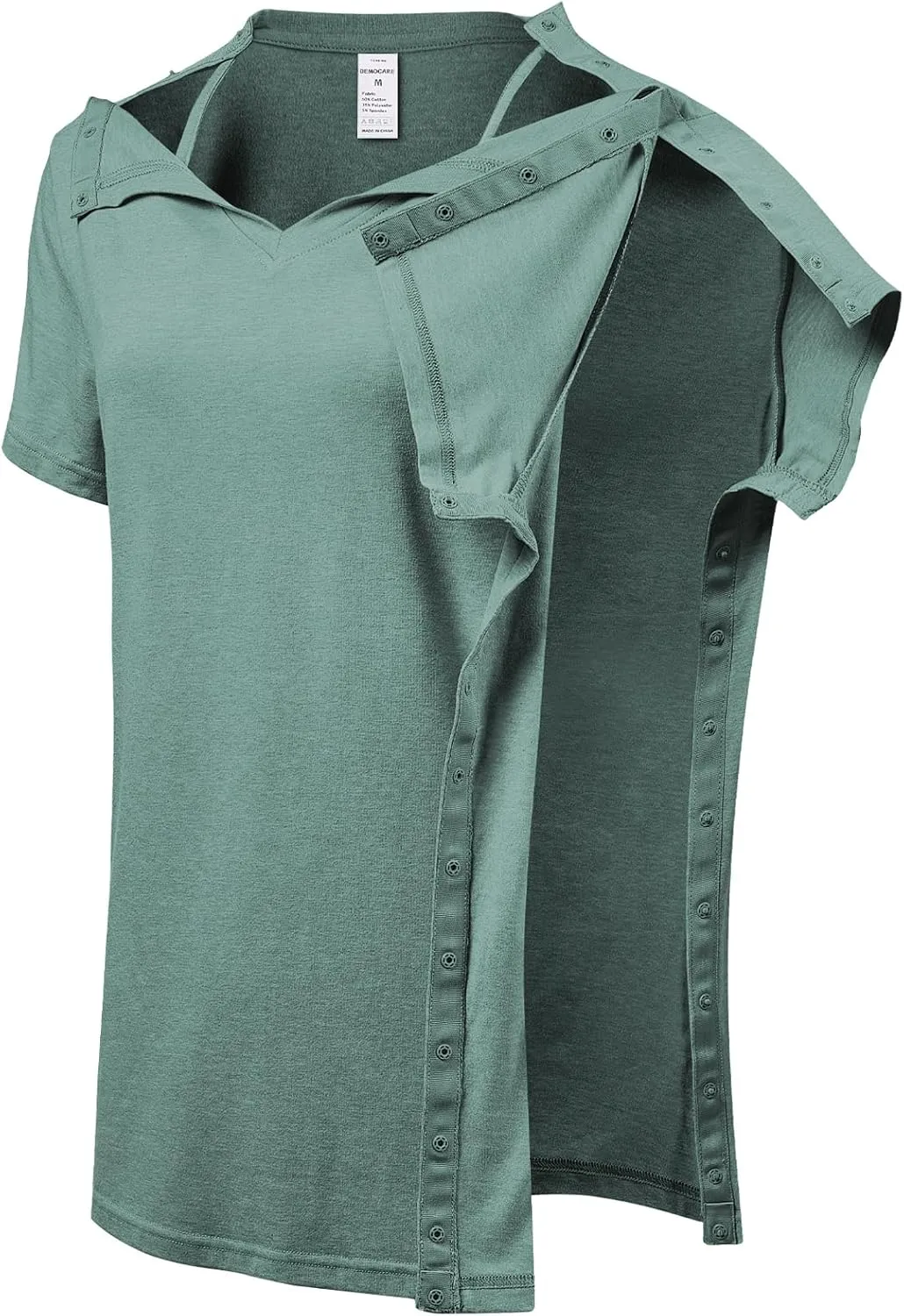 Women's Post Shoulder Surgery Shirts Clothes After Rotator Cuff Surgery Chemo Port Access T Shirt with Snaps