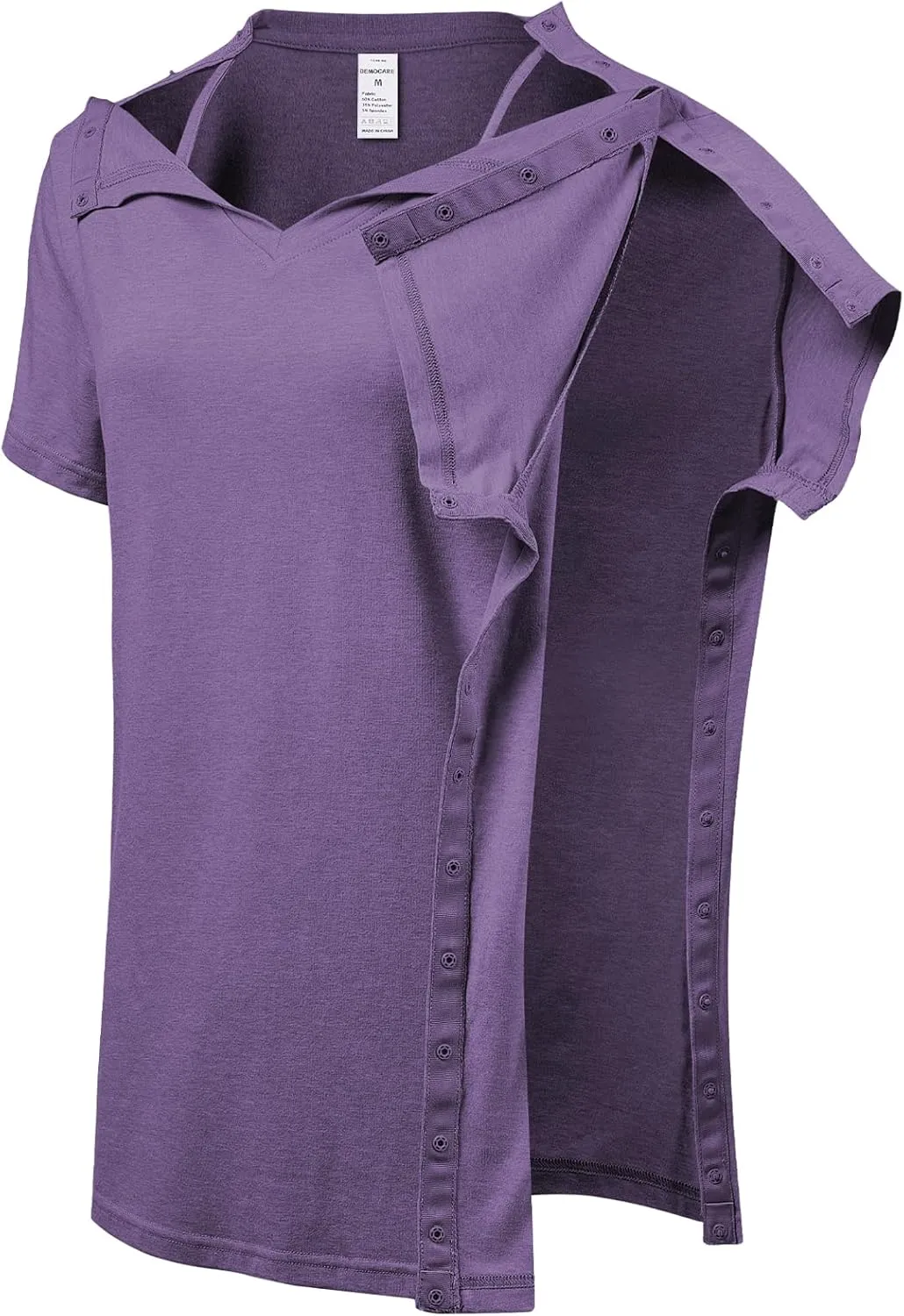 Women's Post Shoulder Surgery Shirts Clothes After Rotator Cuff Surgery Chemo Port Access T Shirt with Snaps