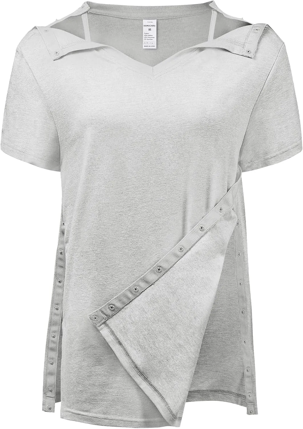 Women's Post Shoulder Surgery Shirts Clothes After Rotator Cuff Surgery Chemo Port Access T Shirt with Snaps