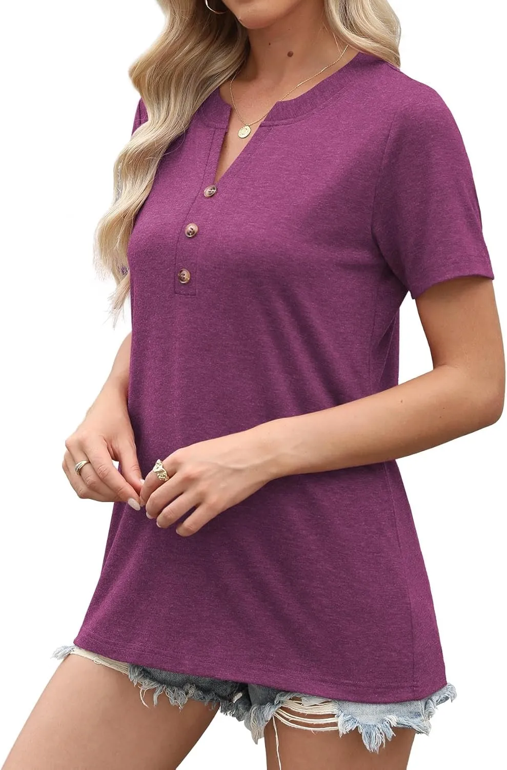 Womens Summer Tops Short Sleeve Shirts Business Casual Outfits Trendy Fashion Beach Vacation Clothes 2025
