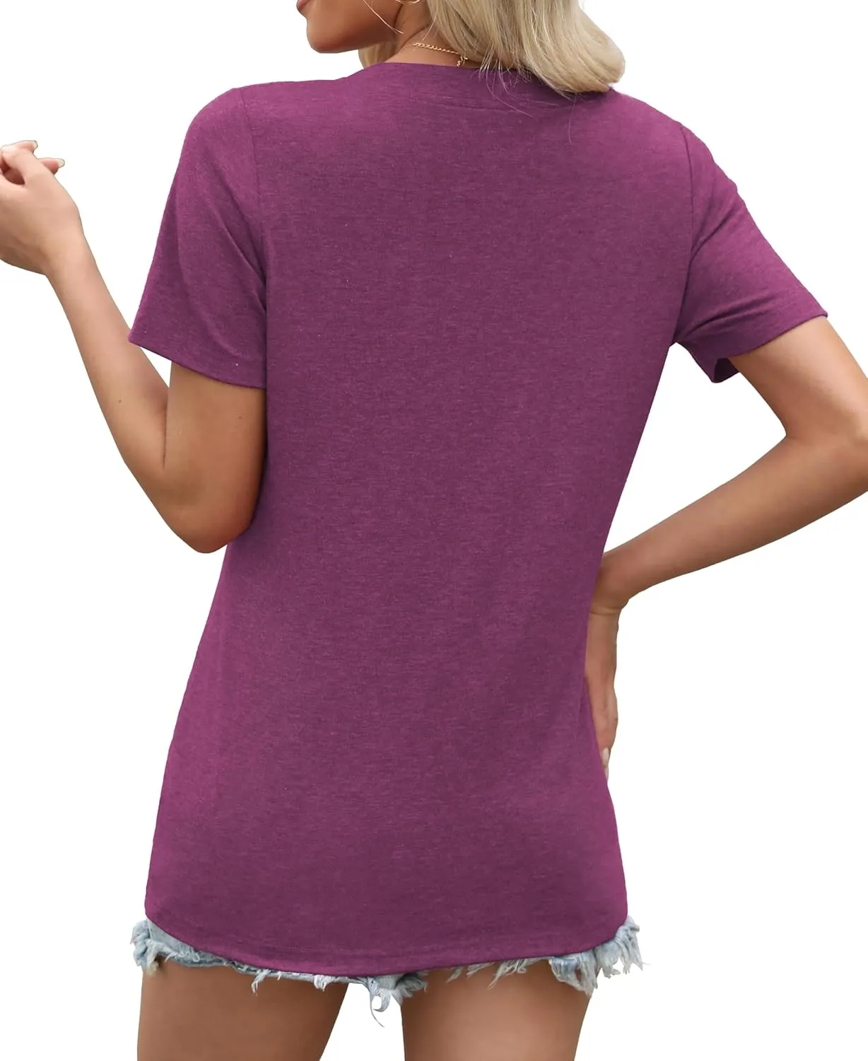 Womens Summer Tops Short Sleeve Shirts Business Casual Outfits Trendy Fashion Beach Vacation Clothes 2025