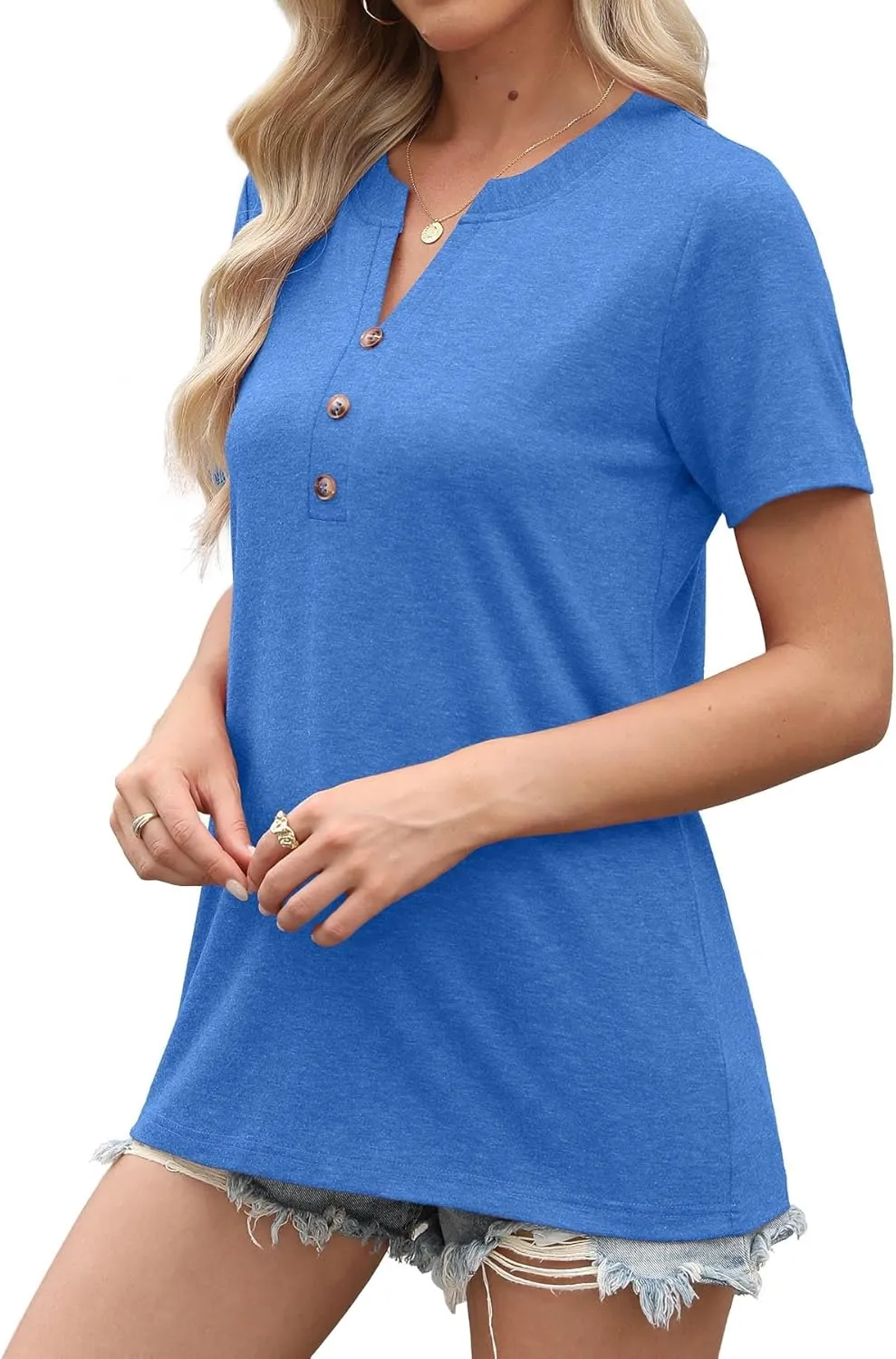 Womens Summer Tops Short Sleeve Shirts Business Casual Outfits Trendy Fashion Beach Vacation Clothes 2025