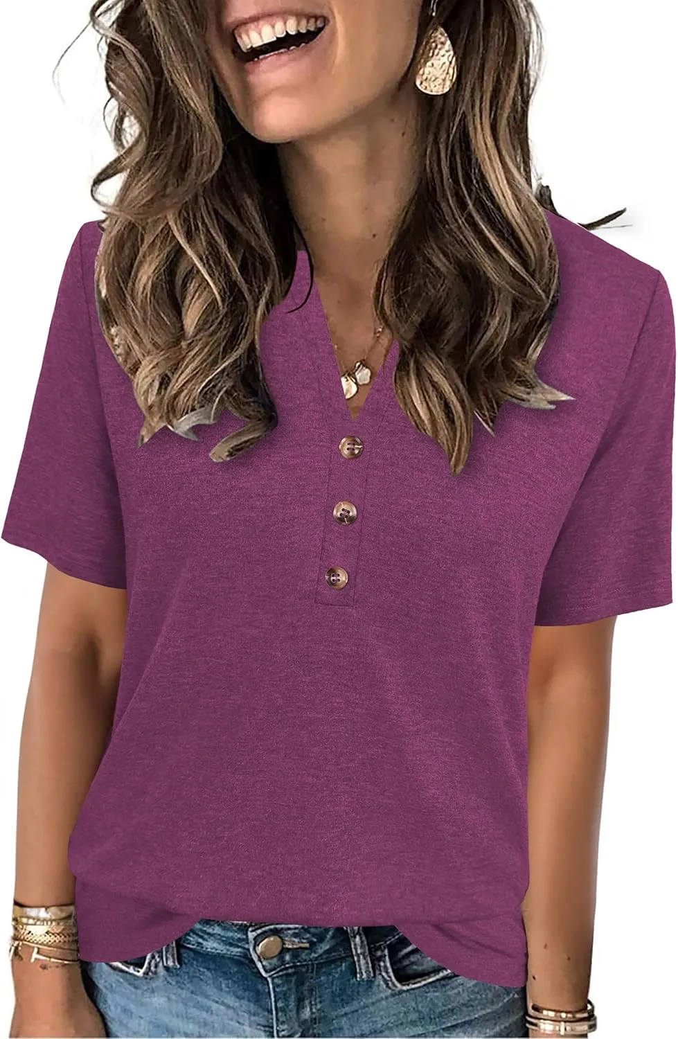 Womens Summer Tops Short Sleeve Shirts Business Casual Outfits Trendy Fashion Beach Vacation Clothes 2025