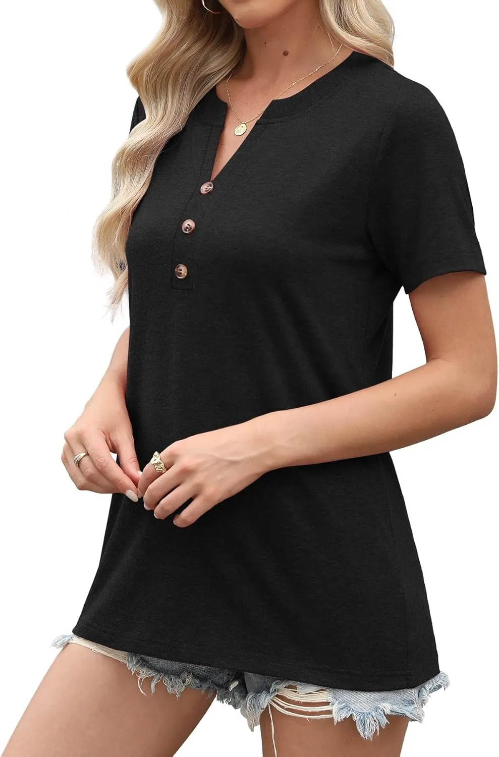 Womens Summer Tops Short Sleeve Shirts Business Casual Outfits Trendy Fashion Beach Vacation Clothes 2025