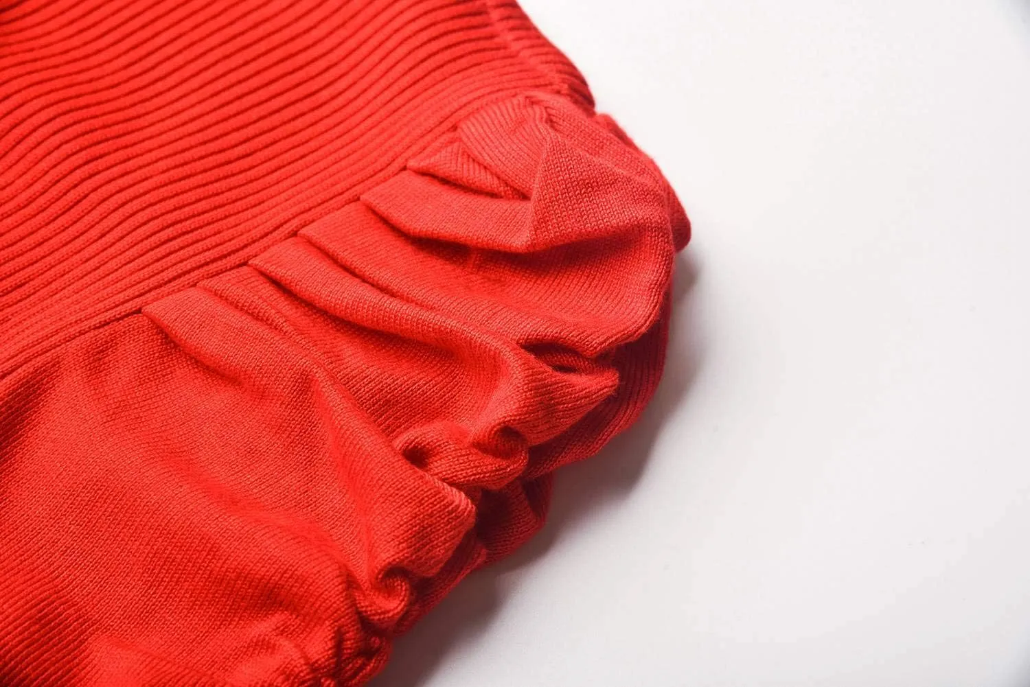 Womens Sweater Dresses Ribbed Puff Sleeve Midi Dress Winter Mock Neck