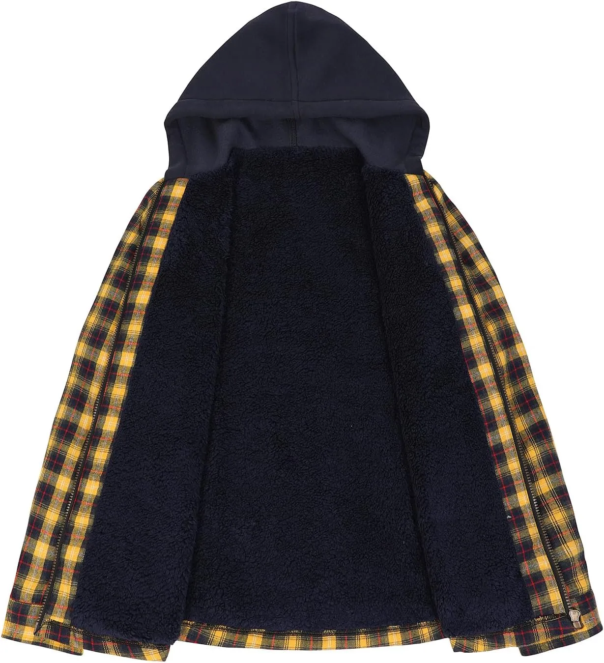 ZENTHACE Women's Hooded Flannel Shirt Jacket,Sherpa Lined Full Zip Fall Winter Plaid Shacket
