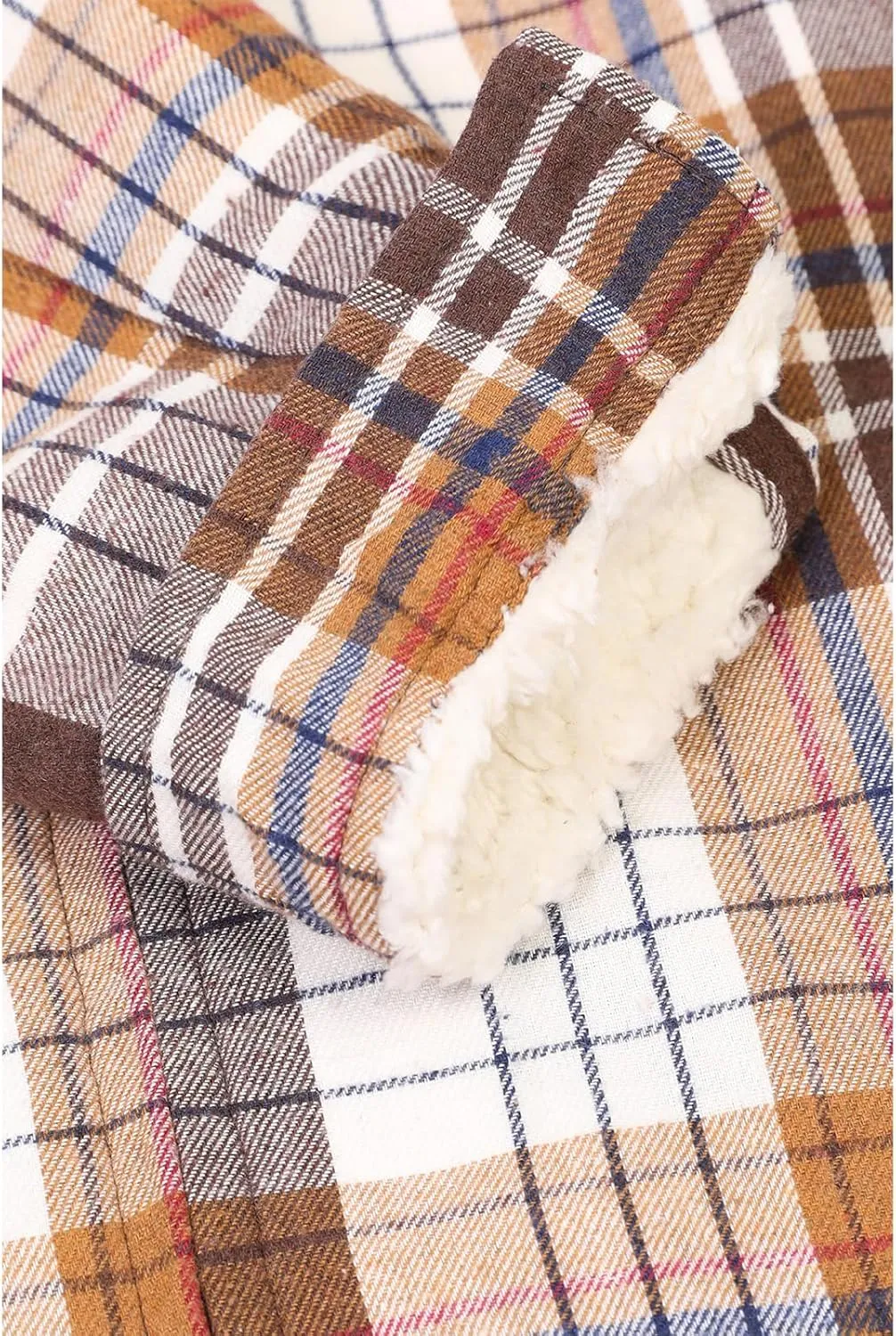 ZENTHACE Women's Hooded Flannel Shirt Jacket,Sherpa Lined Full Zip Fall Winter Plaid Shacket