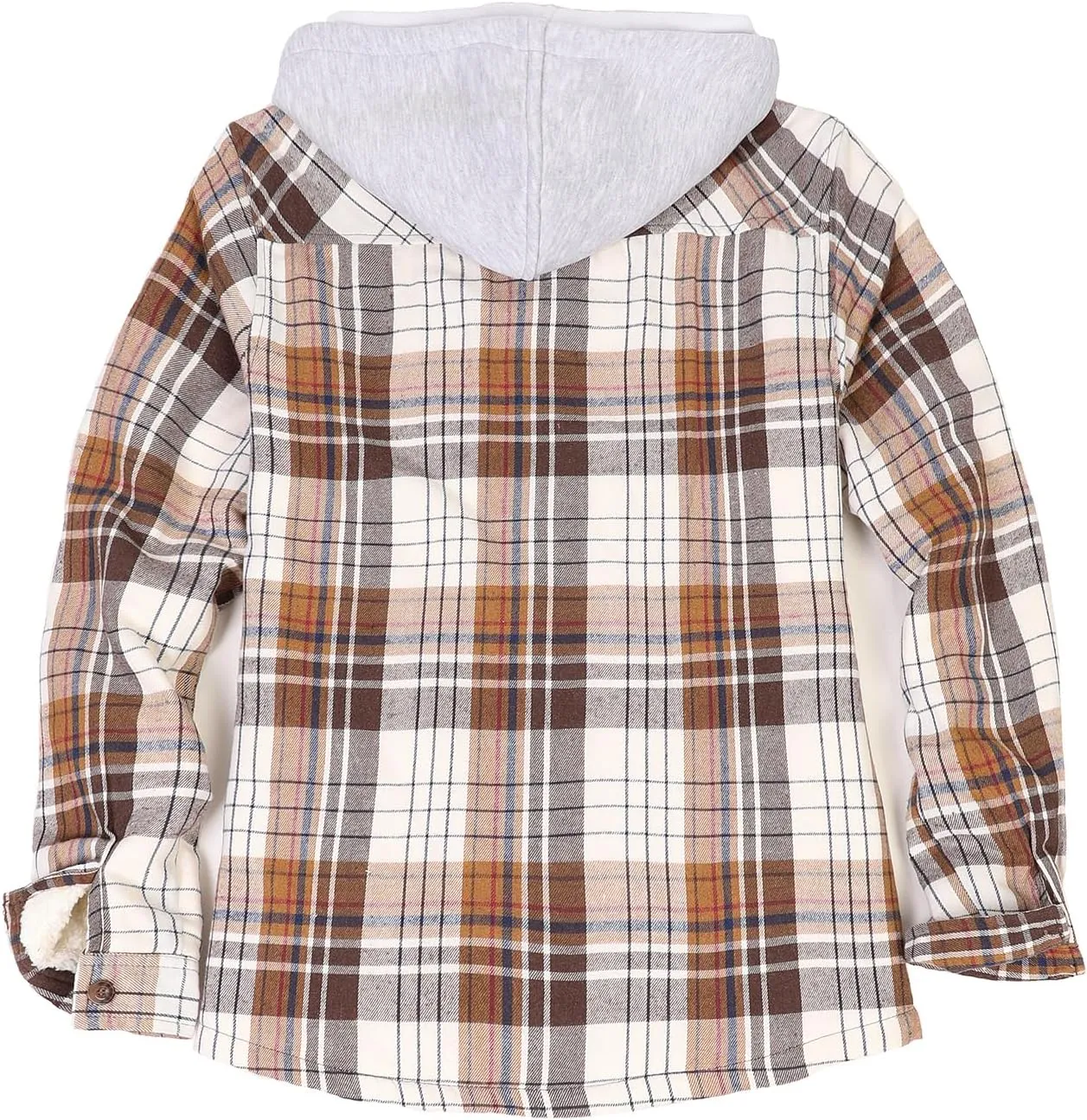 ZENTHACE Women's Hooded Flannel Shirt Jacket,Sherpa Lined Full Zip Fall Winter Plaid Shacket