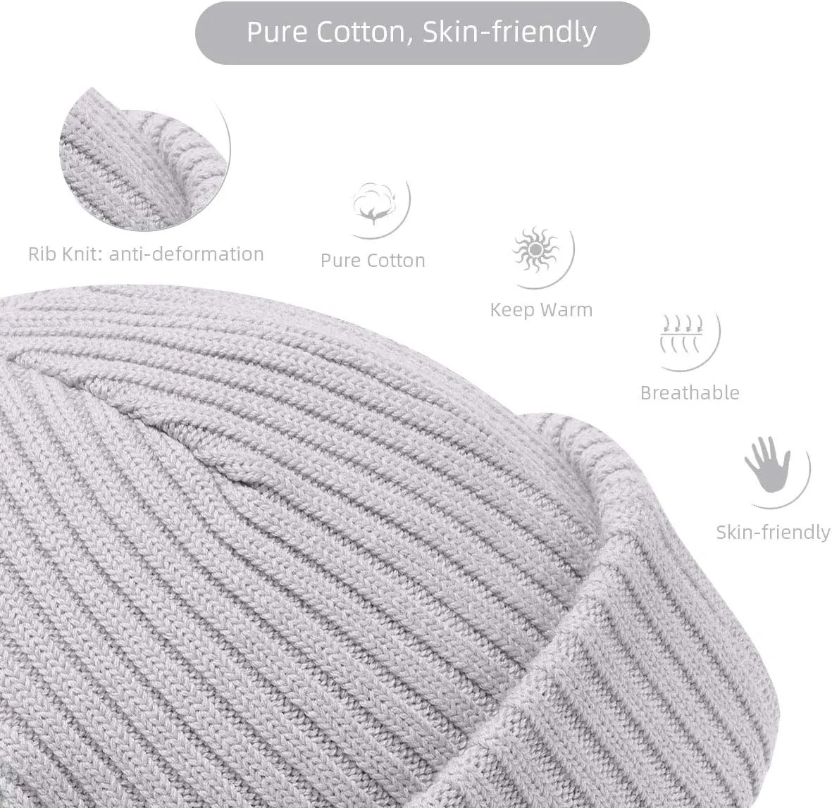 zowya Mens Winter Knit Beanie Hat, Rib Watch Cap Skull Cap Winter Ski Hat for Daily, 1 Hat 2 Style