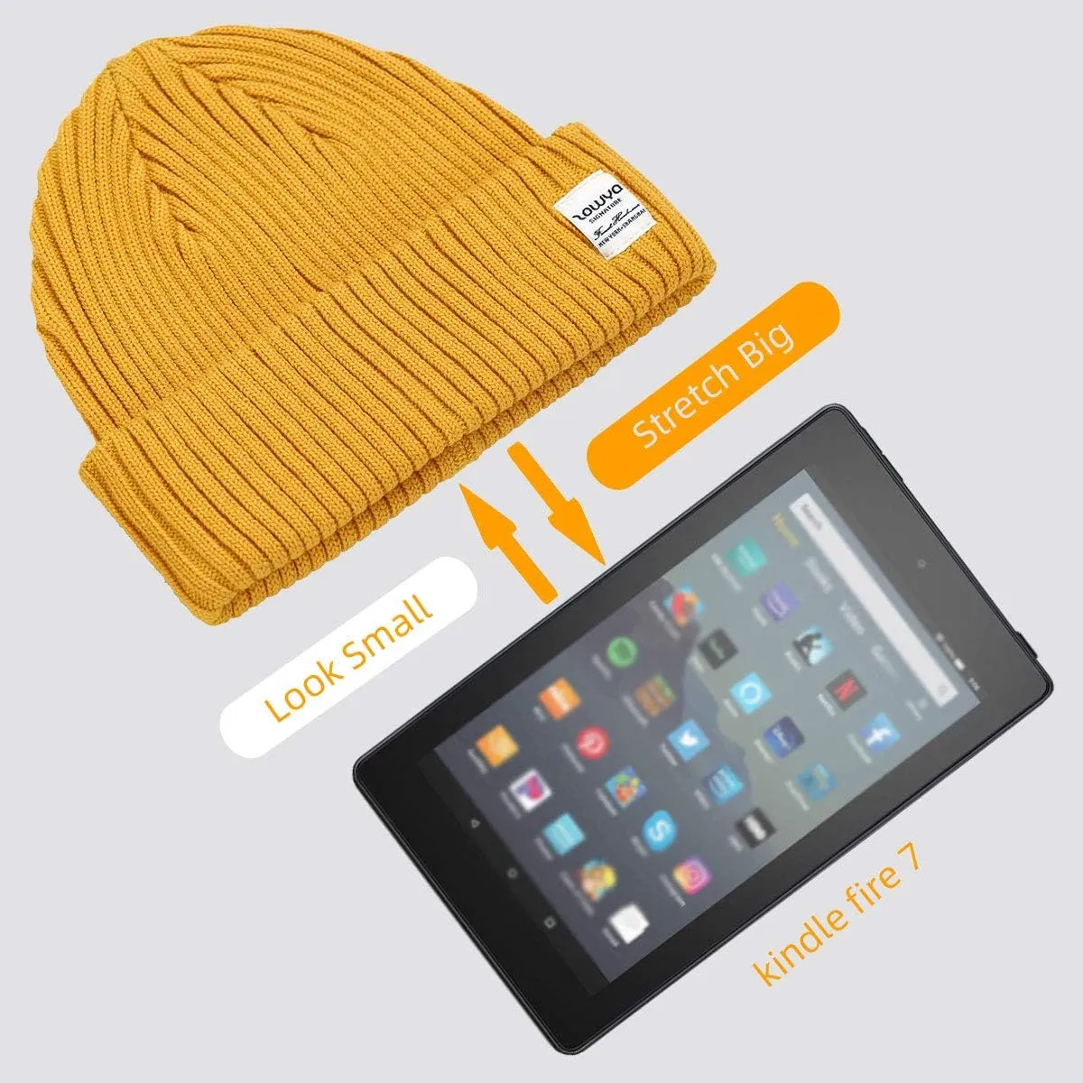 zowya Mens Winter Knit Beanie Hat, Rib Watch Cap Skull Cap Winter Ski Hat for Daily, 1 Hat 2 Style