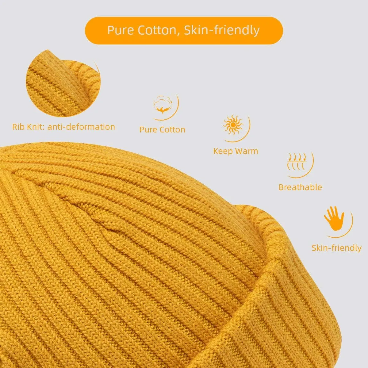 zowya Mens Winter Knit Beanie Hat, Rib Watch Cap Skull Cap Winter Ski Hat for Daily, 1 Hat 2 Style